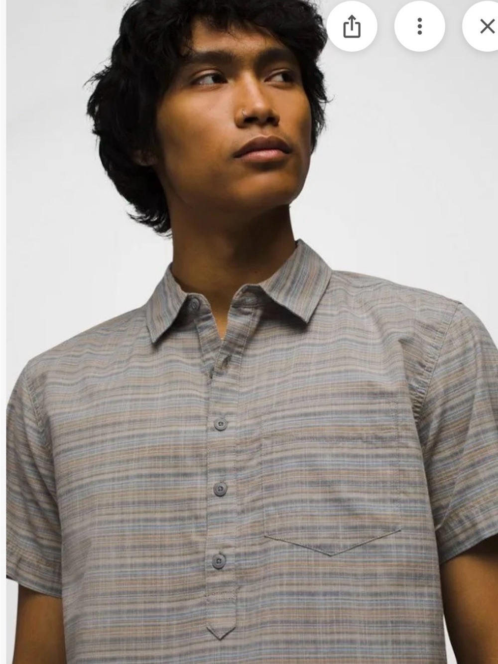 NWT Prana Men’s Groveland Popover Flint Short Sleeve Shirt- XL - Picture 4 of 11